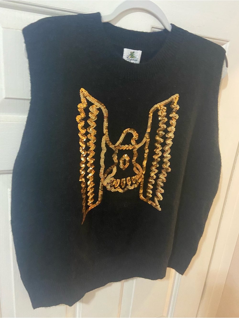 Turquoise Haven 1X Boutique Black Women's Sequin Sweater Vest Western